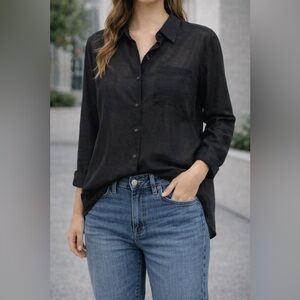 Moa Moa Women’s Black button up sheer blouse
